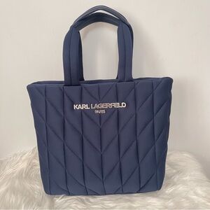 KARL LAGERFELD Quilted XL Tote Bag Purse NAVY BLUE Lovely ❤️ New With Tags.